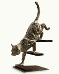 Sculpture impressionniste “Furtivité feline” du sculpteur Miguel Guía